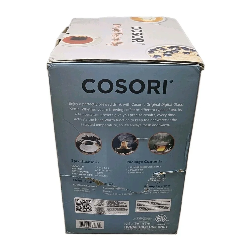 COSORI CO117-DK Original Digital Glass Electric Kettle 1.7L New Open Box